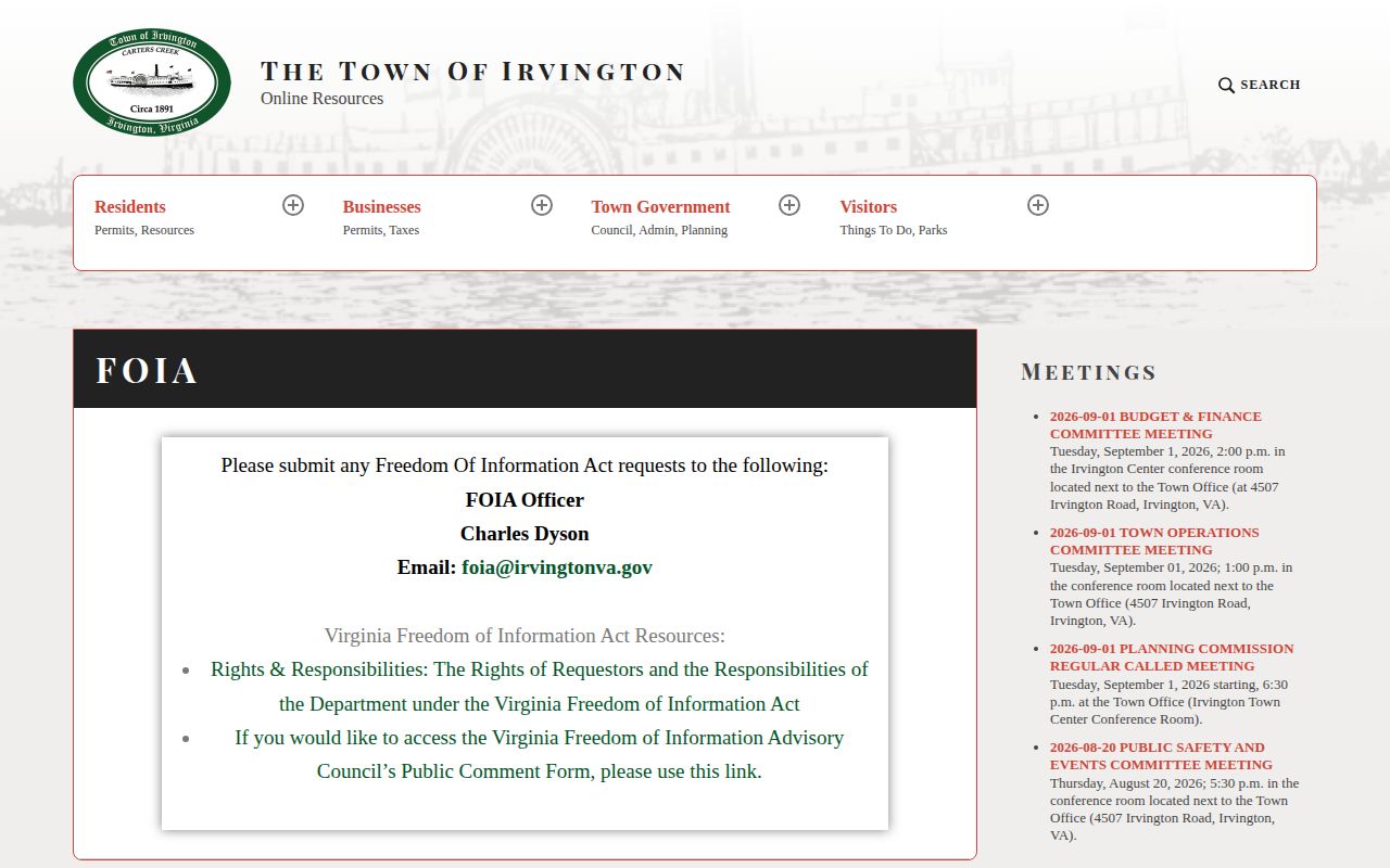 Lancaster County Irvington FOIA booking-record source